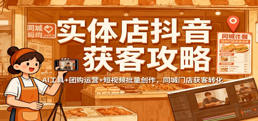 实体店抖音获客攻略：AI工具+团购运营+短视频批量创作，同城门店获客转化-明楼资源站