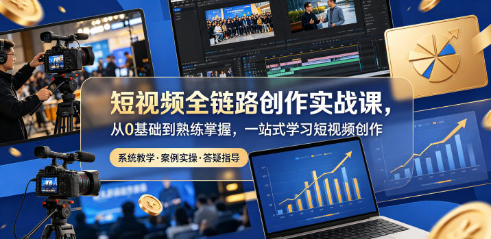 短视频全链路创作实战课，从0基础到熟练掌握，一站式学习短视频创作-明楼资源站