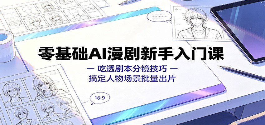 零基础AI漫剧新手入门课：吃透剧本分镜技巧，搞定人物场景批量出片-明楼资源站