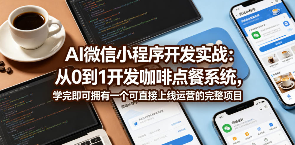AI微信小程序开发实战：从0到1开发咖啡点餐系统，学完即可拥有一个可直接上线运营的完整项目-明楼资源站