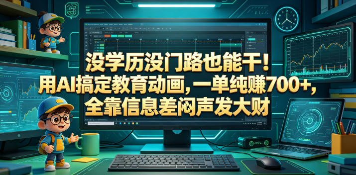 没学历没门路也能干！用AI搞定教育动画，一单纯賺700+，全靠信息差闷声发大财【揭秘】-明楼资源站