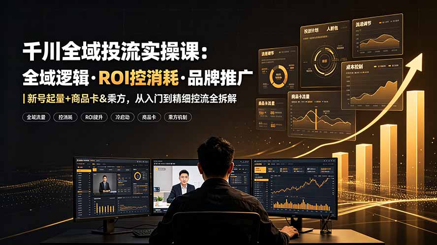 千川全域投流实操课：全域逻辑·ROI控消耗·品牌推广｜新号起量+商品卡&乘方，从入门到精细控流全拆解-明楼资源站