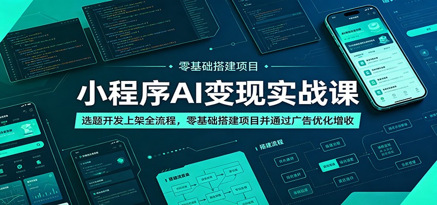 小程序AI变现实战课：选题开发上架全流程，零基础搭建项目并通过广告优化增收-明楼资源站