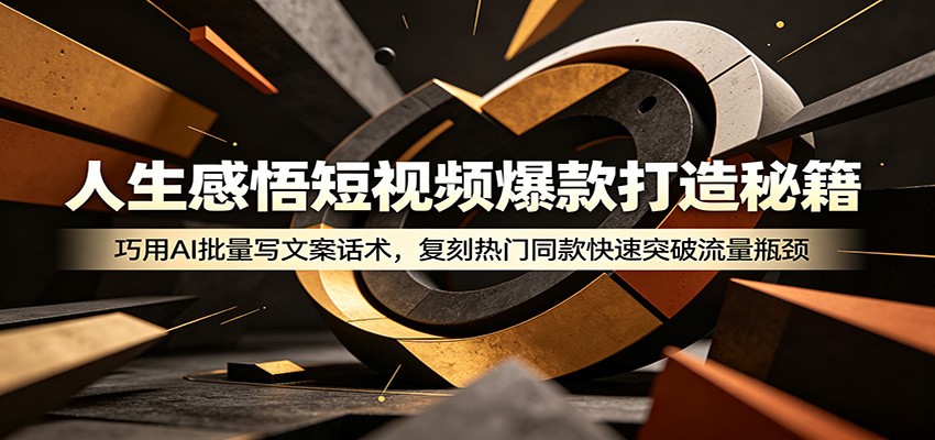 人生感悟短视频爆款打造秘籍：巧用A 批量写文案话术，复刻热门同款快速突破流量瓶颈-明楼资源站