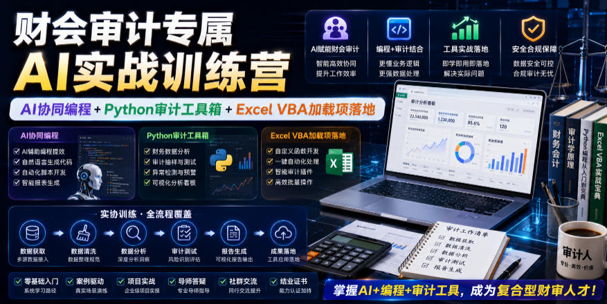 财会审计专属AI实战训练营｜AI协同编程+Python审计工具箱+Excel VBA加载项落地(更新0710)-明楼资源站