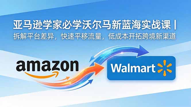 亚马逊卖家必学沃尔玛新蓝海实战课｜拆解平台差异，快速平移流量，低成本开拓跨境新渠道-明楼资源站