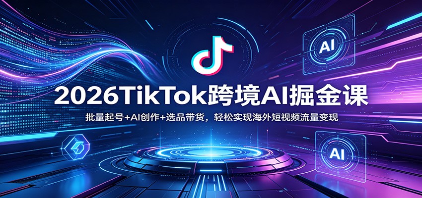 2026TikTok跨境AI掘金课：批量起号+AI创作+选品带货，轻松实现海外短视频流量变现-明楼资源站