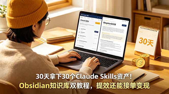 30天拿下30个Claude Skills资产！Obsidian知识库双教程，提效还能接单变现-明楼资源站