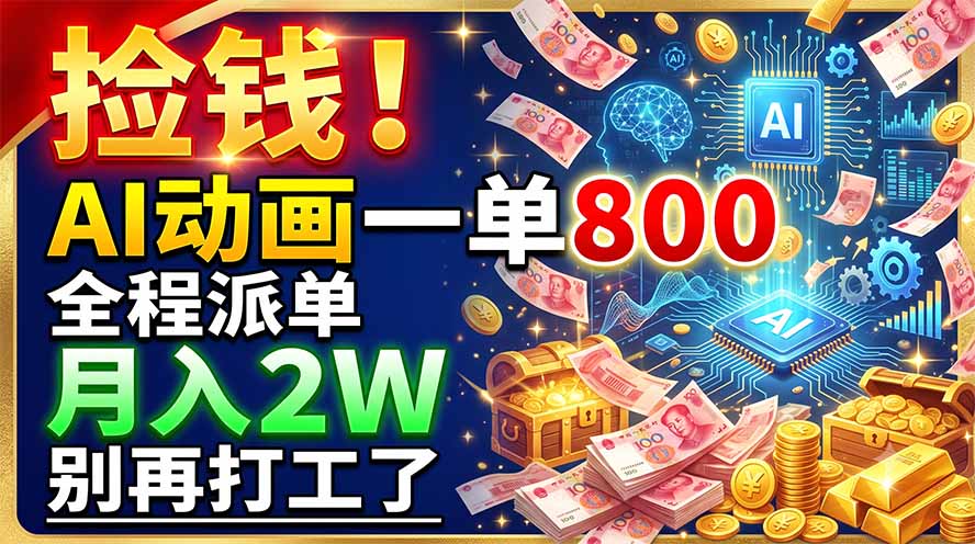 捡钱！AI动画一单800，全程派单，月入2W，别再打工了-明楼资源站