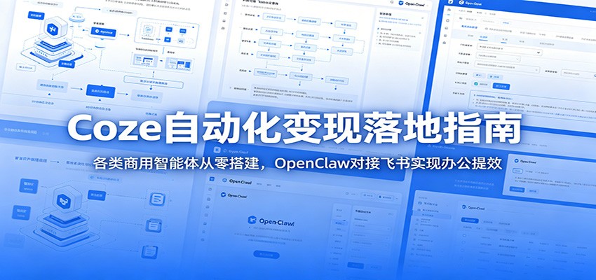 Coze自动化变现落地指南：各类商用智能体从零搭建，OpenClaw对接飞书实现办公提效-明楼资源站