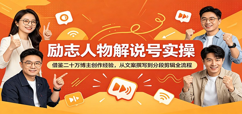 励志人物解说号实操：借鉴二十万博主创作经验，从文案撰写到分段剪辑全流程-明楼资源站