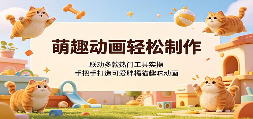 萌趣动画轻松制作，联动多款热门工具实操，手把手打造可爱胖橘猫趣味动画-明楼资源站
