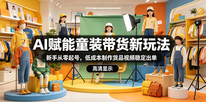 AI赋能童装带货新玩法，新手从零起号，低成本制作货品视频稳定出单-明楼资源站