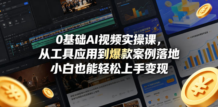 0基础AI视频实操课，从工具应用到爆款案例落地，小白也能轻松上手变现-明楼资源站
