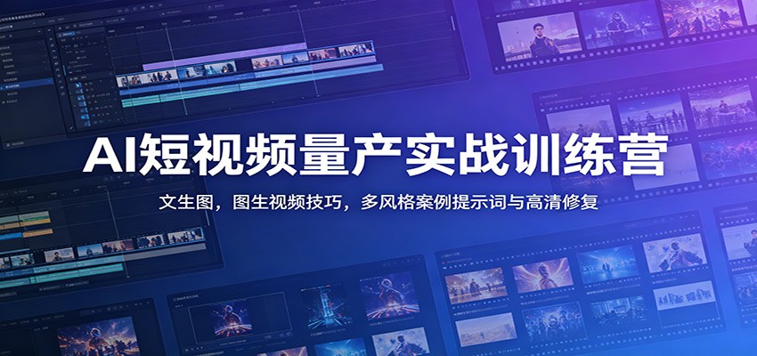 AI短视频量产实战训练营：文生图，图生视频技巧，多风格案例提示词与高清修复-明楼资源站