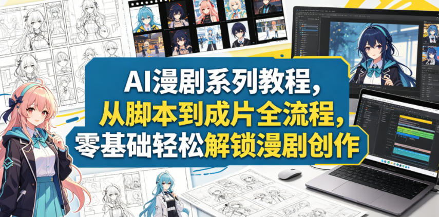 AI漫剧系列教程，从脚本到成片全流程，零基础轻松解锁漫剧创作-明楼资源站