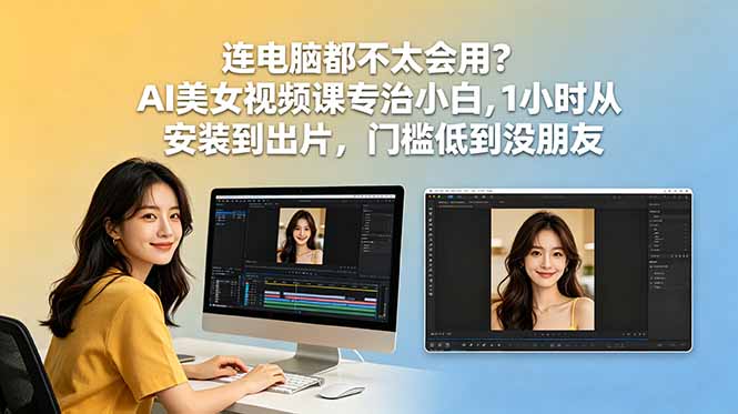连电脑都不太会用？AI美女视频课专治小白，1小时从安装到出片，门槛低到没朋友-明楼资源站
