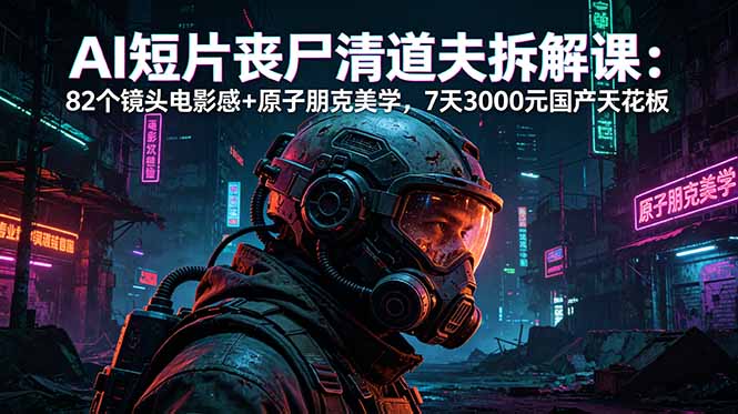 AI短片《丧尸清道夫》拆解课：82个镜头电影感+原子朋克美学，7天3000元国产天花板-明楼资源站