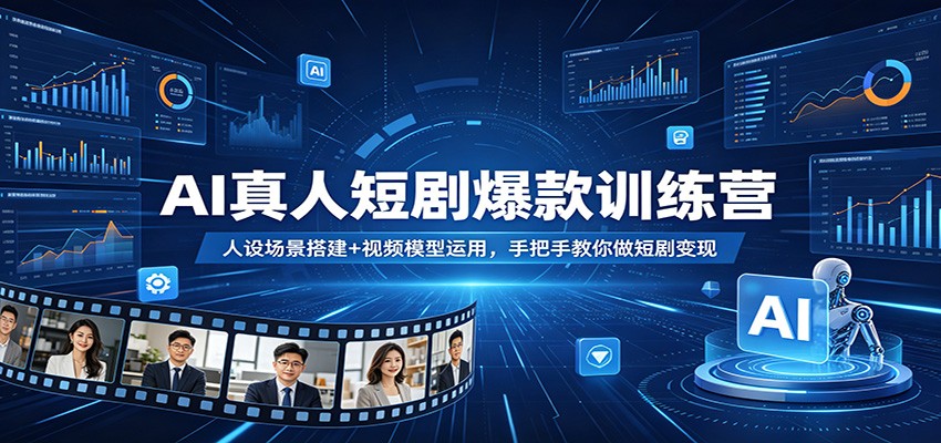 AI真人短剧爆款训练营：人设场景搭建+视频模型运用，手把手教你做短剧变现-明楼资源站