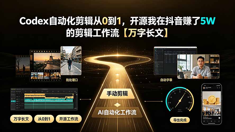 Codex自动化剪辑从0到1，开源我在抖音赚了5W 的剪辑工作流【万字长文】-明楼资源站