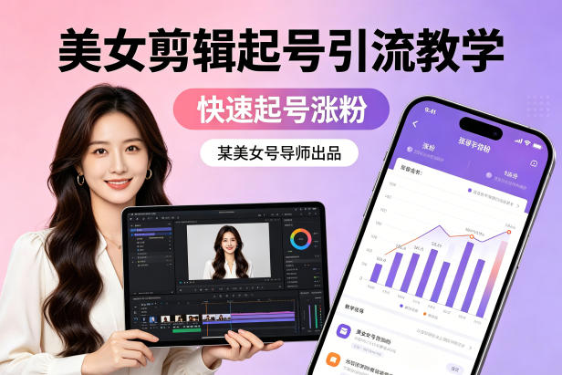 某美女号导师出品：美女剪辑起号引流教学，快速起号涨粉-明楼资源站